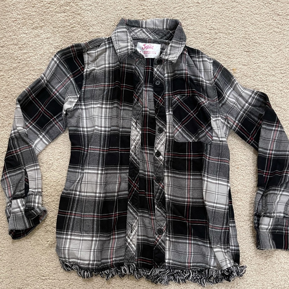 Girls button up flannel